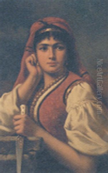 An Arab Beauty Oil Painting by Philip Alexius De Laszlo