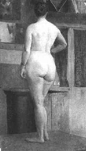 Standing Female Nude Oil Painting by Philip Alexius De Laszlo