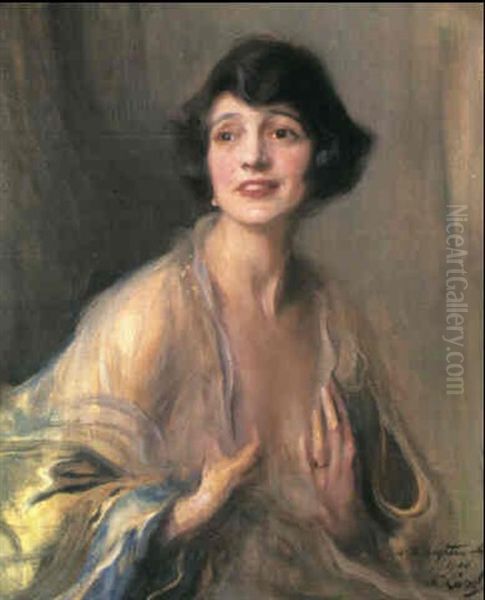 Portrait Of Helen Henschel, Lady Claughton Oil Painting by Philip Alexius De Laszlo