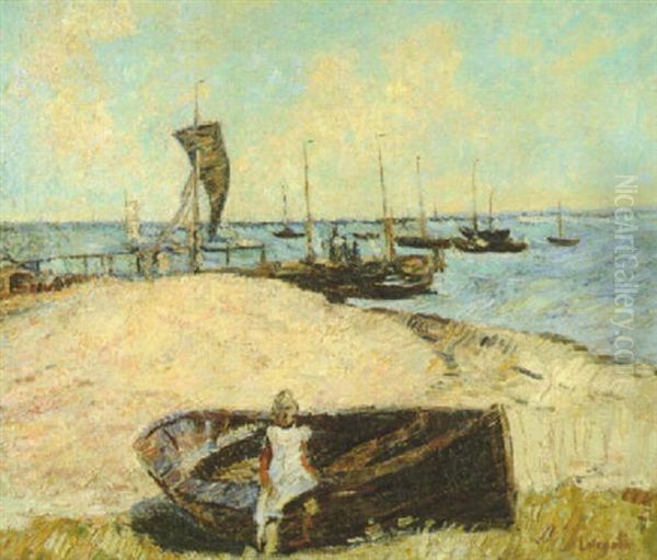 Strand Auf Hiddensee Landungsbrucke Vitte Oil Painting by Wilhelm Lategahn