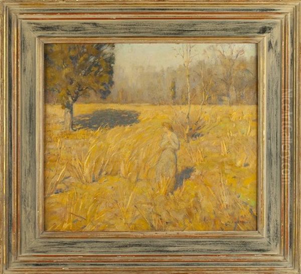 Autumn Field Oil Painting by William Langson Lathrop