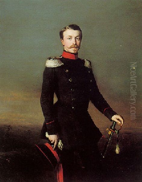 A Portrait Of Friedrich Wilhelm Ludwig, Grossherzog Of Baden Oil Painting by Richard L. Lauchert