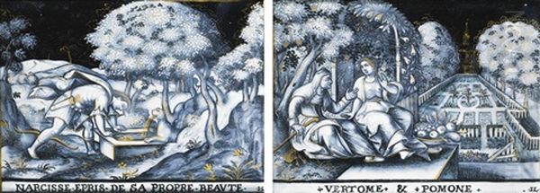 Narcisse Epris De Sa Propre Beaute Et Vertumne Et Pomone Oil Painting by Jacques I Laudin