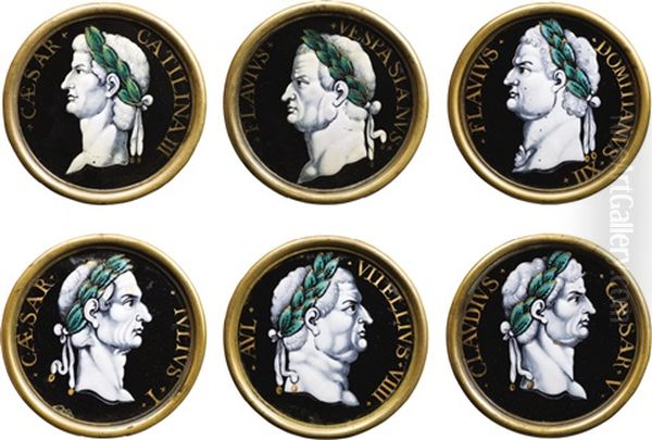 Huit Medaillons Aux Profils D'empereurs Romains Oil Painting by Jacques I Laudin