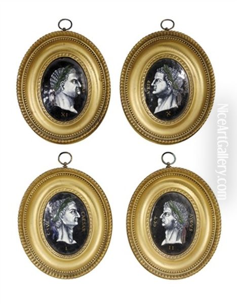 Portraits Of Emperors (12 Works) Oil Painting by Jacques I Laudin