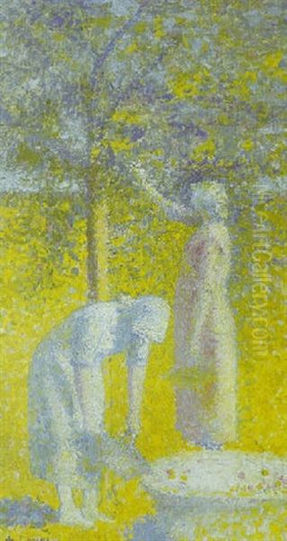 La Cueillette Des Fruits Oil Painting by Achille Lauge