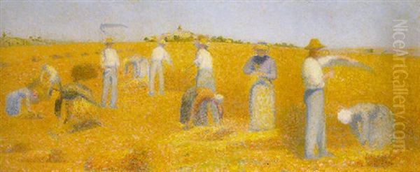 Les Moissonneurs Oil Painting by Achille Lauge