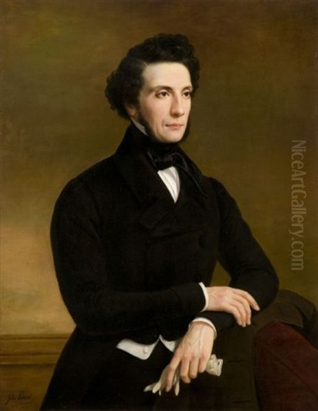 Portrait D'homme Aux Gants Blanc Oil Painting by Jules Laure