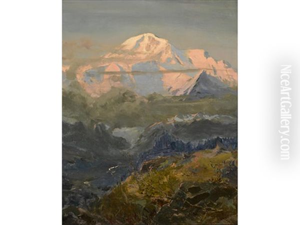 Evening Glow On Mount Mckinley Oil Painting by Sydney Mortimer Laurence