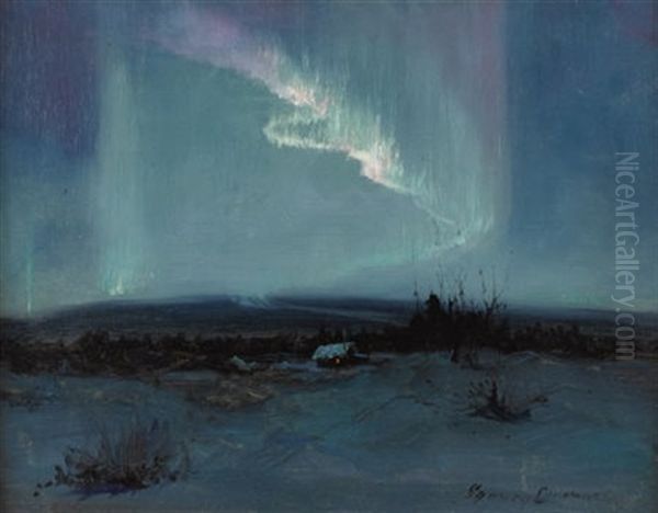 Northern Lights Oil Painting by Sydney Mortimer Laurence