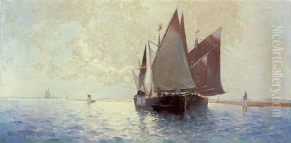 Venetian Sailboats Oil Painting by Sydney Mortimer Laurence