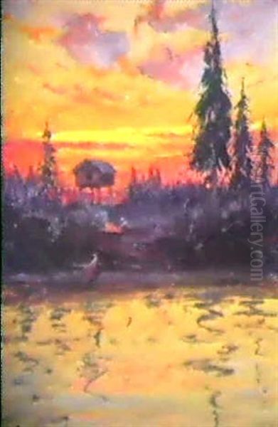 Sunset Oil Painting by Sydney Mortimer Laurence