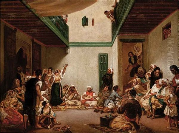 A Jewish Wedding In Morocco (after Eugene Delacroix) Oil Painting by Jules Joseph Augustin Laurens