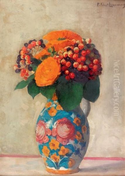Bouquet De Fleurs Et Etude De Danseurs (recto-verso) Oil Painting by Paul Albert Laurens