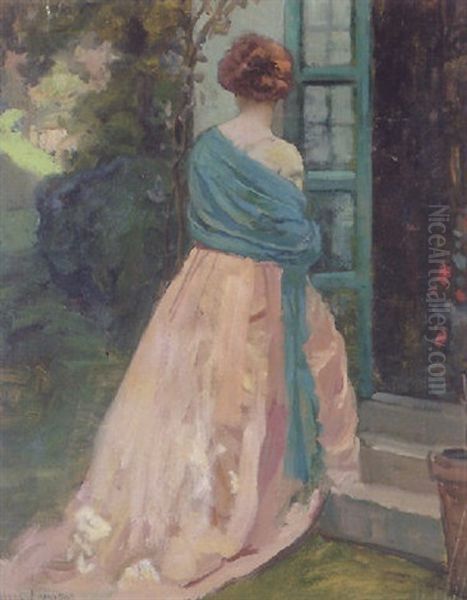 Elegante Au Chale Bleu Oil Painting by Paul Albert Laurens