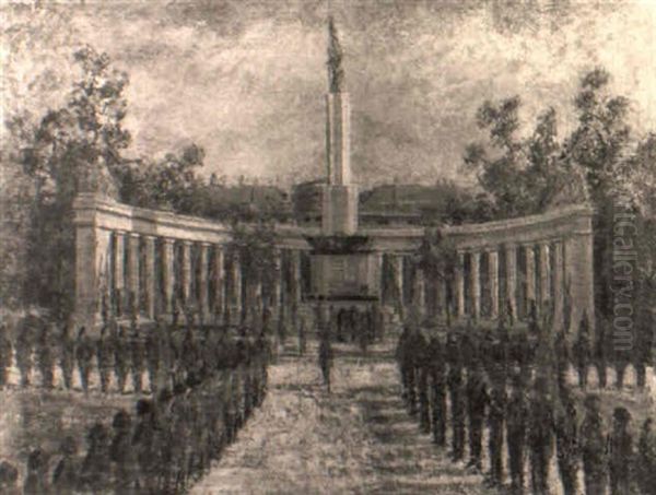 Parade Am Schwarzenbergplatz (stalinplatz) Oil Painting by Johannes Laurer