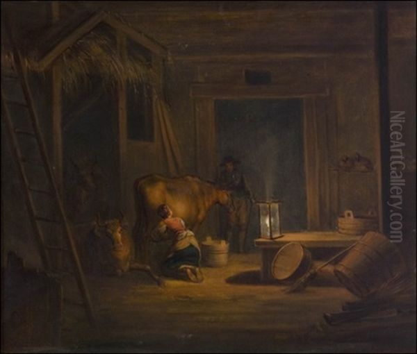 Sisakuva Navetasta Oil Painting by Alexander Laureus