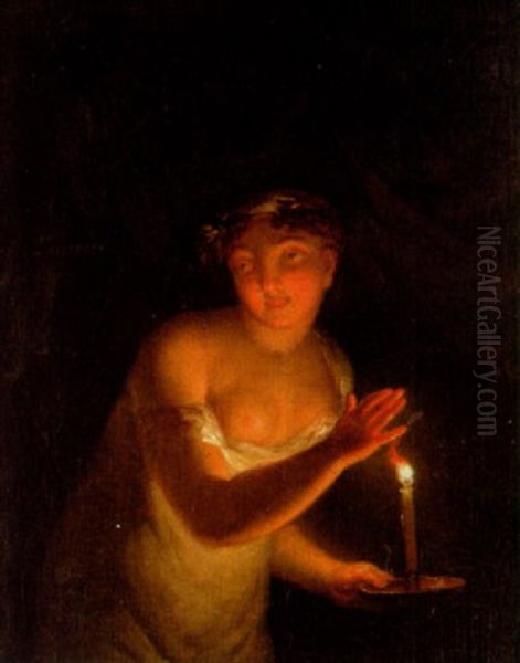 Flicka Med Nattljusstake Oil Painting by Alexander Laureus