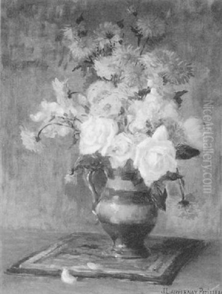 Still Life With Flowers Oil Painting by Jeanne Lauvernay-Petitjean