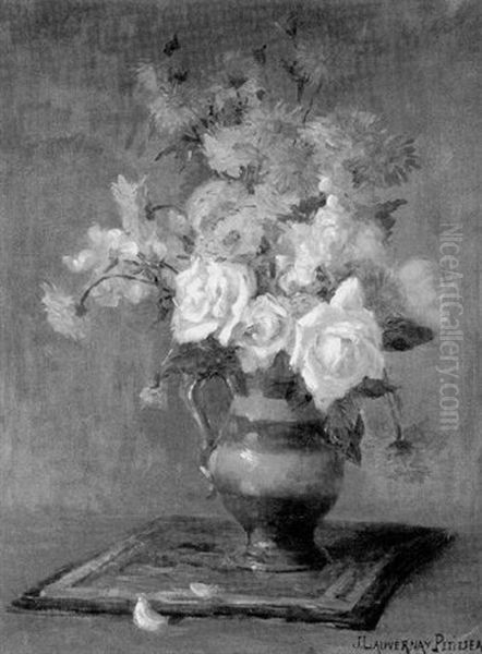 Floral Still Life Oil Painting by Jeanne Lauvernay-Petitjean