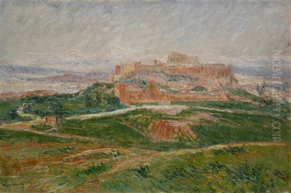 L'acropole A Athenes Oil Painting by Abel Louis Alphonse Lauvray