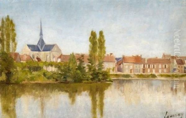 Le Village Au Bord De L'eau Oil Painting by Abel Louis Alphonse Lauvray