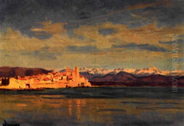 Village En Bord De Mer Oil Painting by Abel Louis Alphonse Lauvray