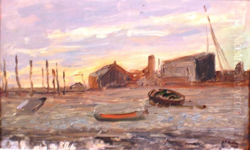 Bateaux Au Soleil Couchant Oil Painting by Ferdinand Bellan