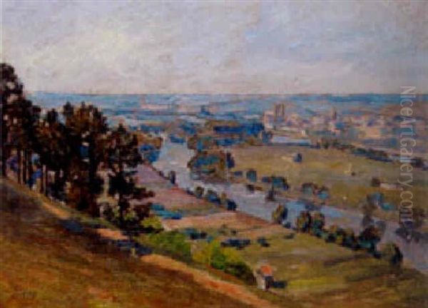 Vue De La Vallee Da La Siene, Mantes Oil Painting by Abel Louis Alphonse Lauvray