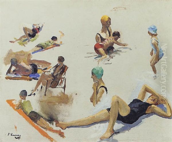 Bathing Oil Painting by John Lavery