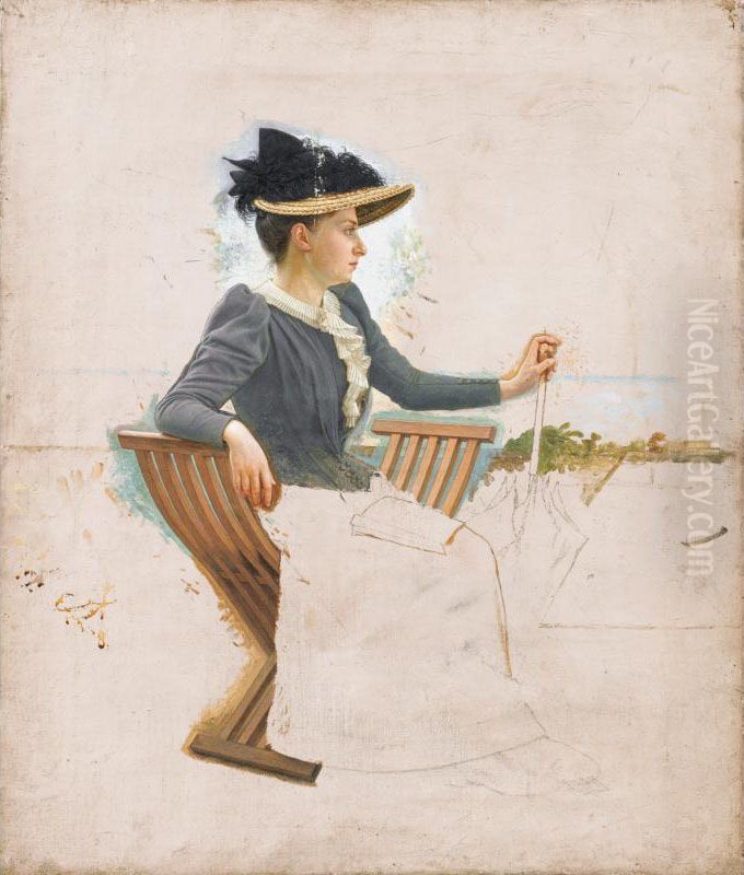 Portrait De Madame Bellanger Oil Painting by Camille Felix Bellanger