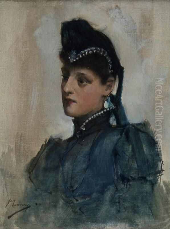 Portrait Of A Young Woman Oil Painting by John Lavery