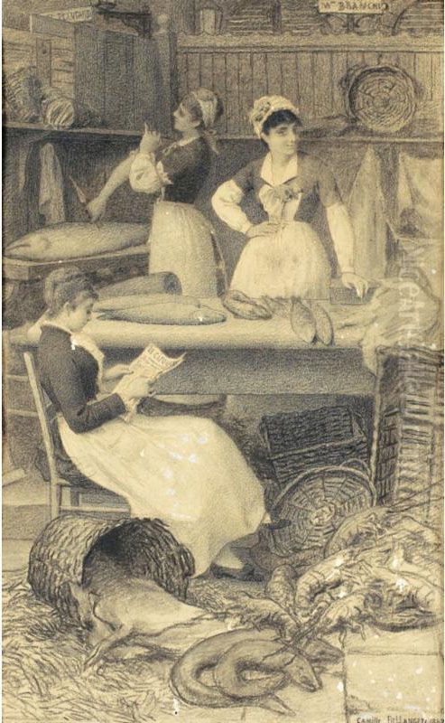 La Blanchisseuse Oil Painting by Camille Felix Bellanger