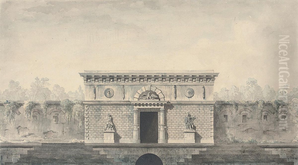 Design For A War Memorial With A Phoenix Oil Painting by Francois Joseph Bellanger