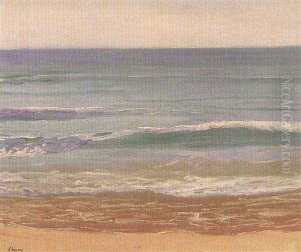 The Turguoise Sea Mimizan Oil Painting by John Lavery