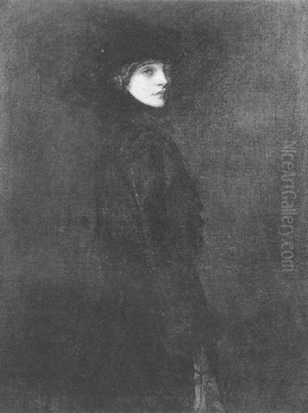 A Lady In Black Velvet Oil Painting by John Lavery