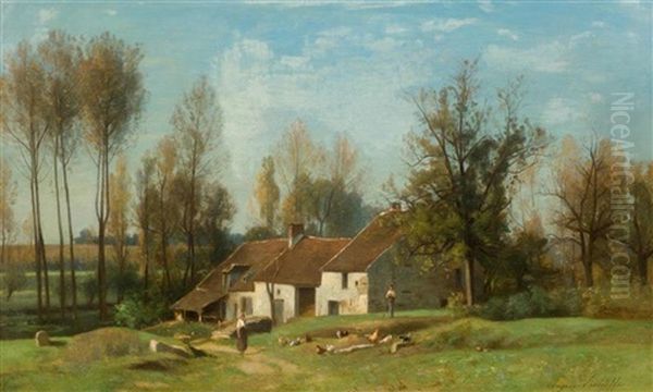 Le Moulin Aubert Oil Painting by Eugene Lavieille