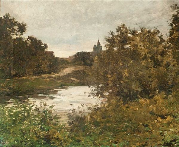 Paisaje Con Lago Oil Painting by Eugene Antoine Samuel Lavieille