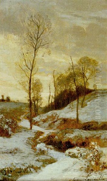Paysage Enneige, Le Ruisseau Oil Painting by Eugene Antoine Samuel Lavieille
