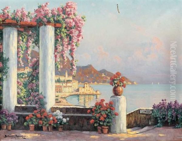 Pergola Pres D'omalfi
 Huile Sur Toile, Signee En Bas A Gauche Oil Painting by Paul Bellanger-Adhemar