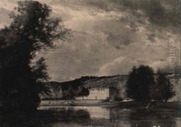 Vue Du Chateau De Chamarande Oil Painting by Eugene Antoine Samuel Lavieille