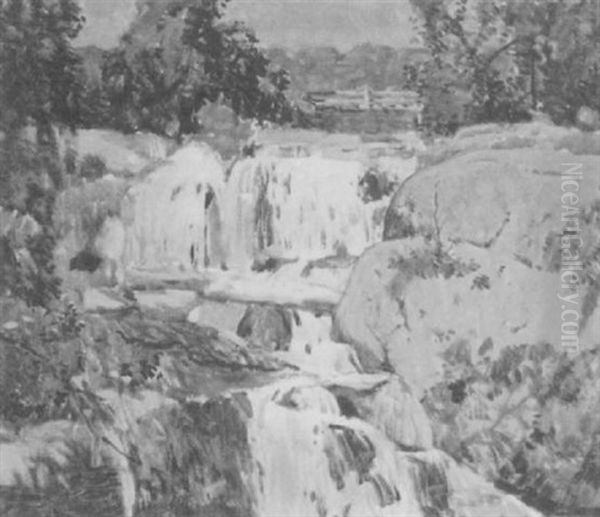 Triple Waterfall Oil Painting by Carl Lawless