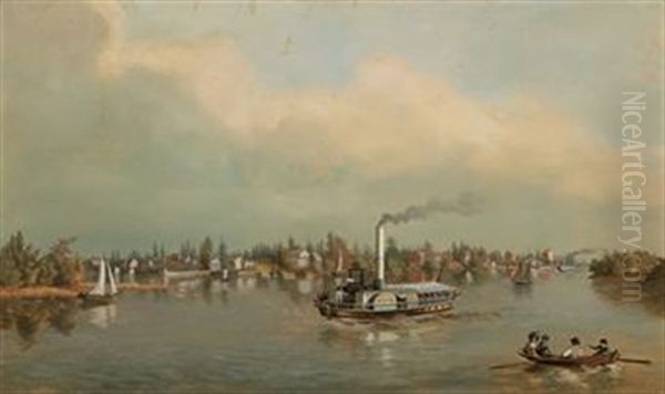 A View Of Bristol Taken From The Green Bank Oil Painting by Charles B. Lawrence