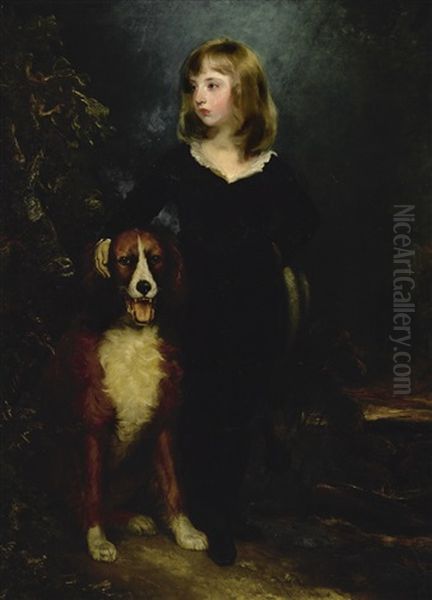 Portrait Of A Boy, Full-length, Standing In A Landscape With His Dog, Said To Be Master Arbuthnot Oil Painting by Thomas Lawrence