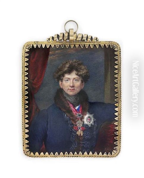 King George Iv (1762-1830), When Prince Regent, In Fur-collared Blue Coat With Frogging, Black Stock Oil Painting by Thomas Lawrence