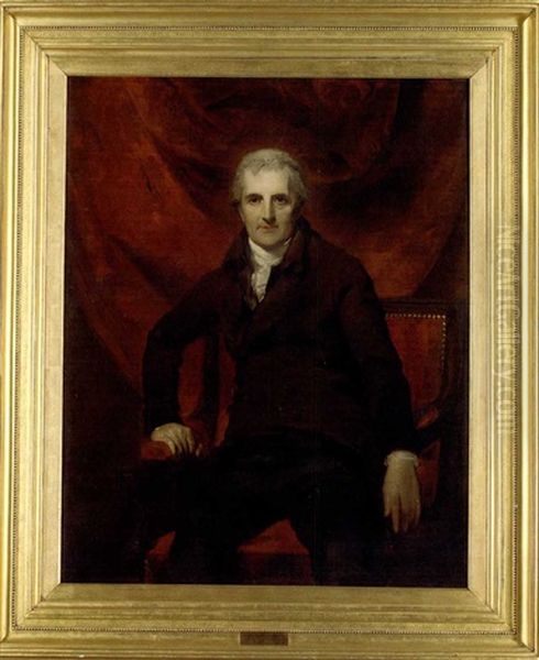 Portrait Of George Griffin Stonestreet In A Brown Coat And White Cravat, A Red Brocade Curtain Behind Oil Painting by Thomas Lawrence