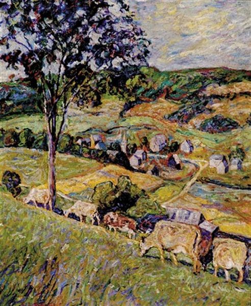 Pastoral Landscape Oil Painting by Ernest Lawson