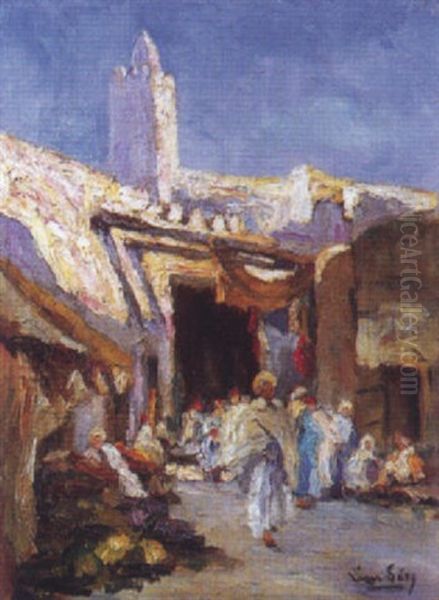 Entree Des Souks A Kairouan, Tunisie Oil Painting by  Lazare-Levy