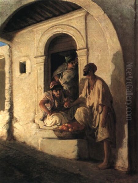 Le Marchand D'oranges, Casbah D'alger Oil Painting by Jean Raymond Hippolyte Lazerges