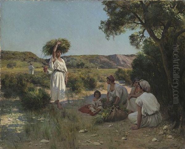 Gleaners Resting In The Shade Oil Painting by Jean Baptiste Paul Lazerges